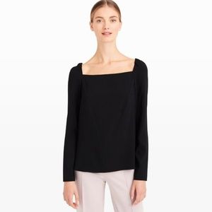 Club Monaco Shineade Black Square Neck Blouse